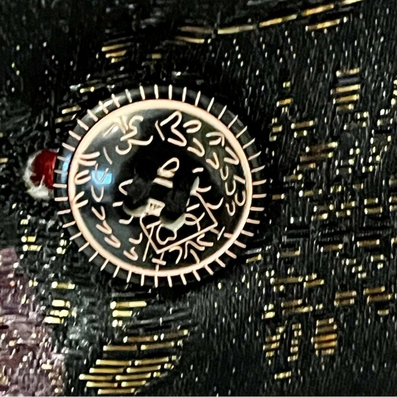 Womens Printed Floral Blazer Jacket Sz L Pink Purple Roses Formal Garden Party - Picture 5 of 11